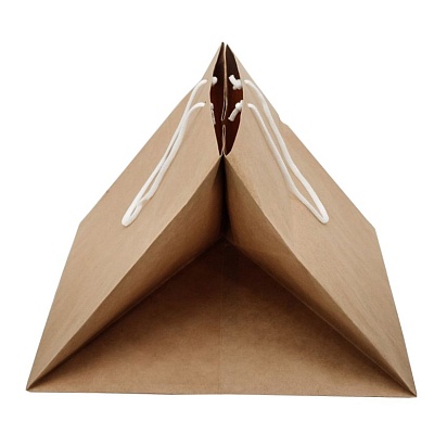 Пакет бумажный с веревочными ручками для коробок под пиццу 360х290х360мм цвет Крафт (х150)